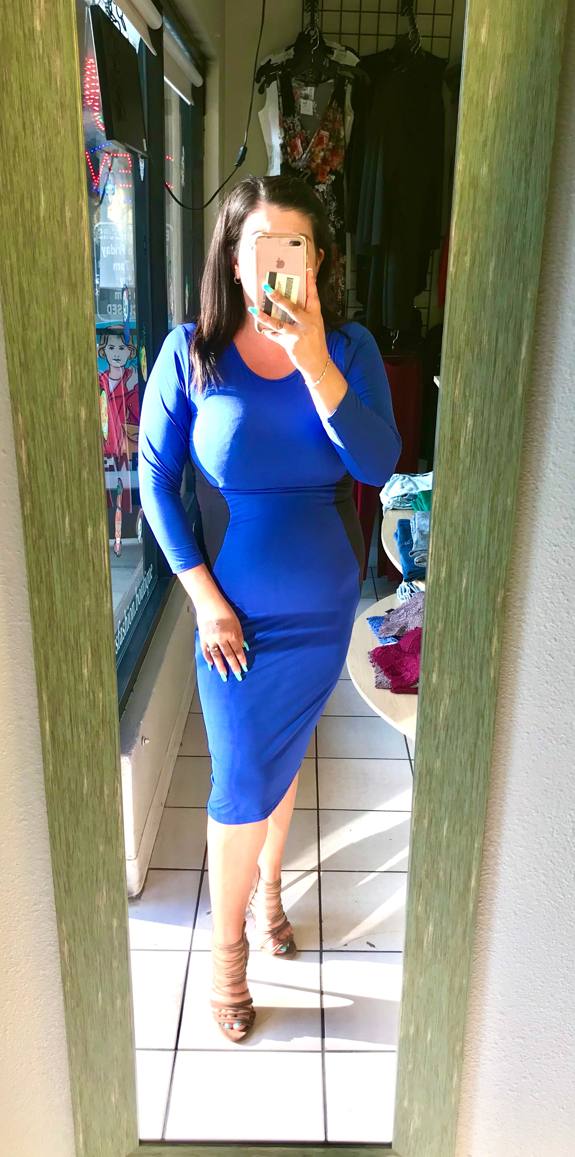 women's royal blue bodycon dress